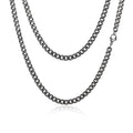 Antique Silver Cuban Stainless Steel Chain Necklace