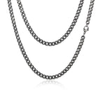 Antique Silver Cuban Stainless Steel Chain Necklace