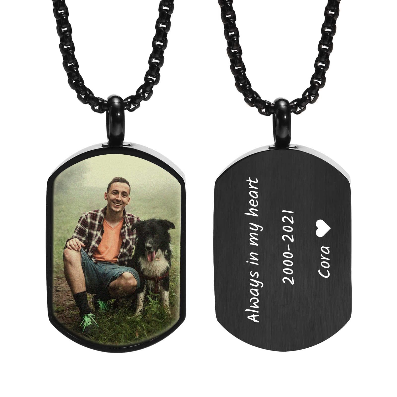 Personalized Cremation Keepsake Necklace with Custom Photo & Engraving