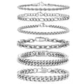 6-Piece Stainless Steel Mixed Bracelet Set