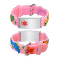 Custom Adjustable Silicone Kids Medical ID Bracelet-Pink & Silver