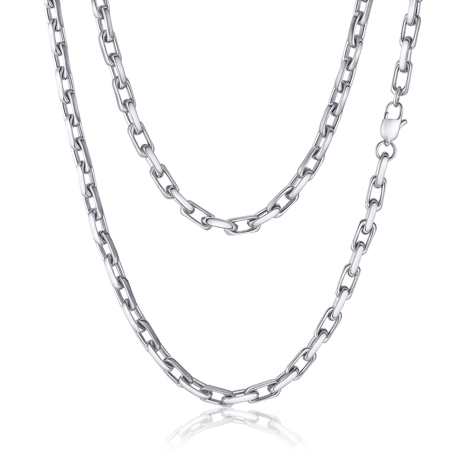 Paperclip Necklace, Diamond-Cut Stainless Steel
