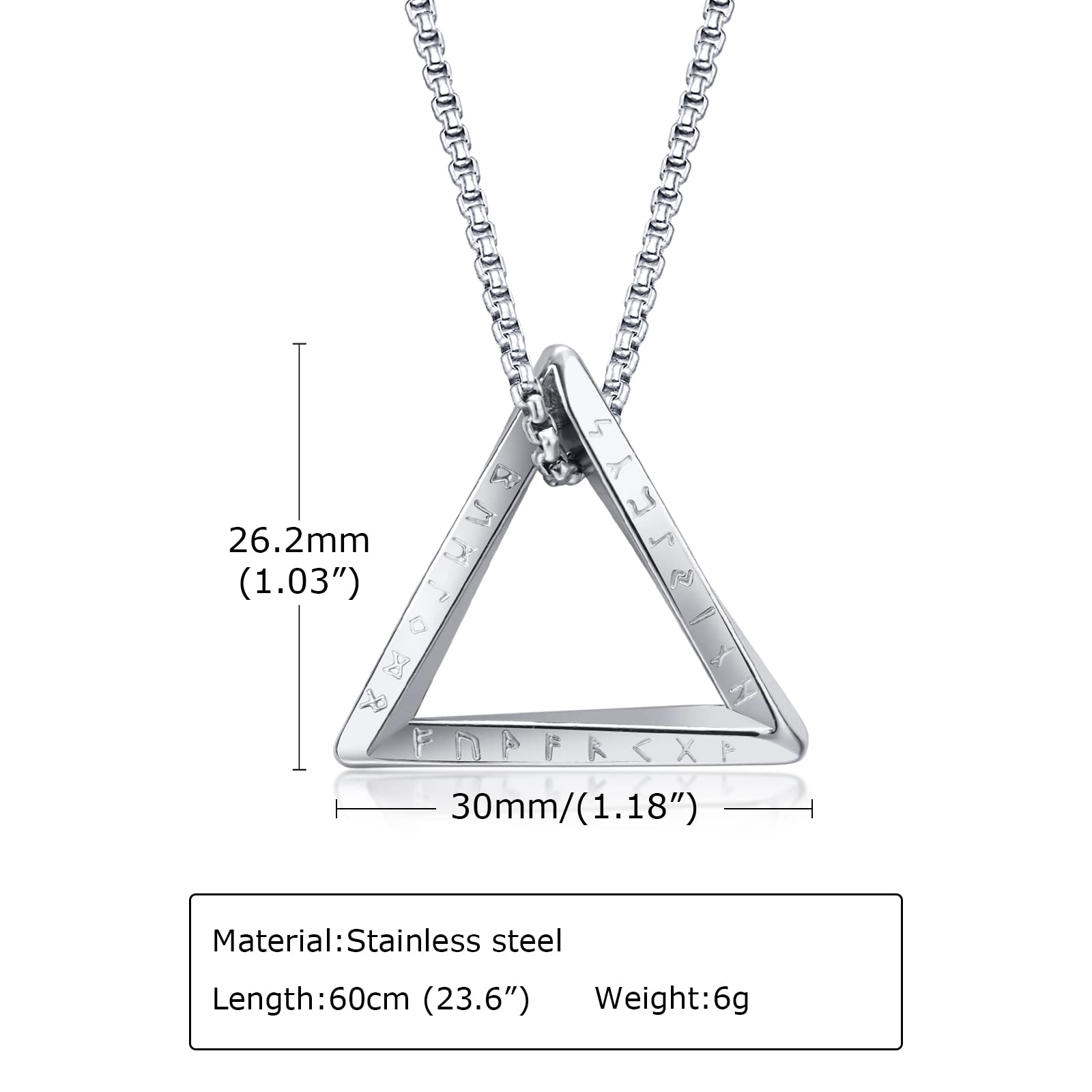 Stainless Steel Viking Valknut Rune Pendant Necklace