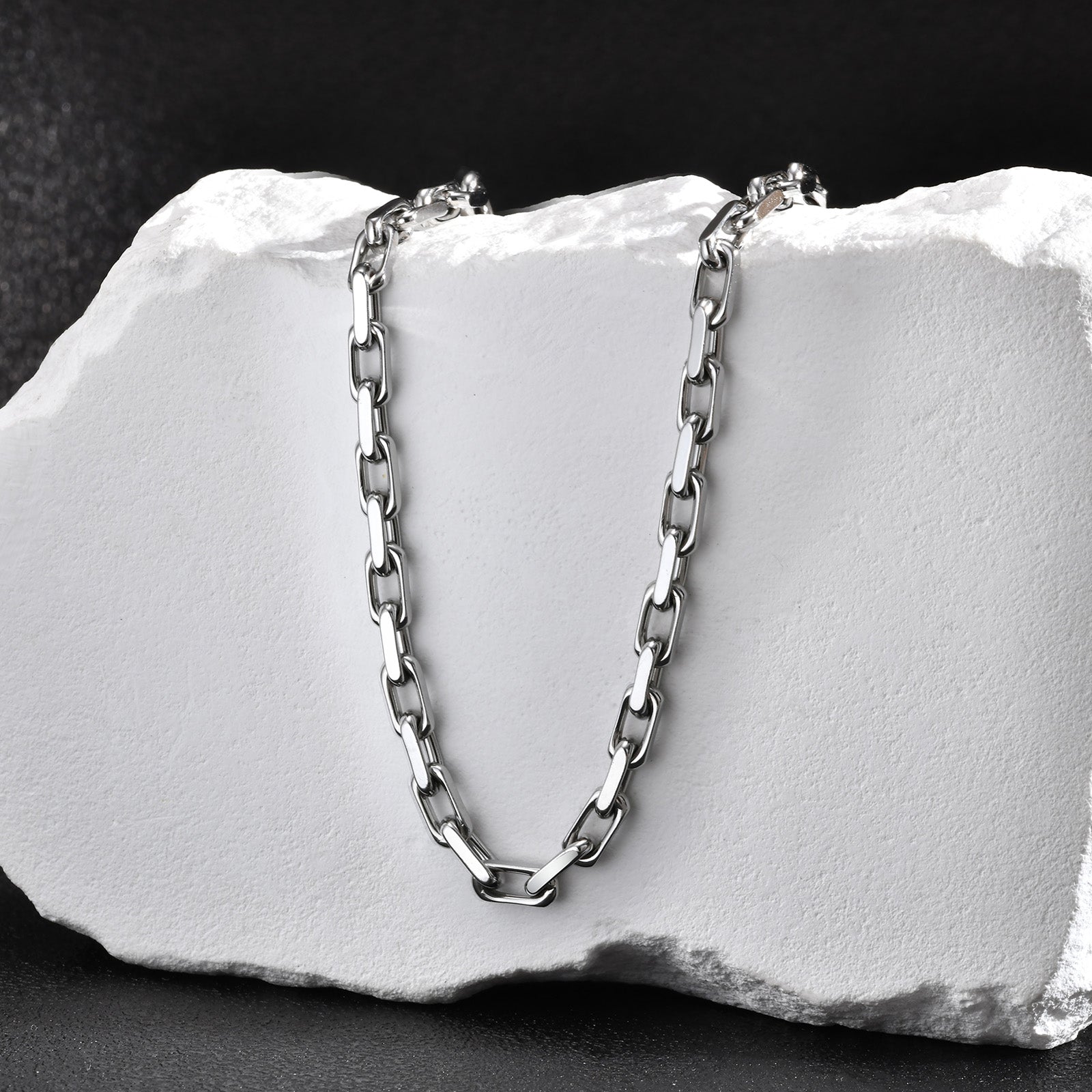 Paperclip Necklace, Diamond-Cut Stainless Steel
