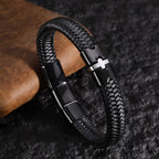 Black Braided Microfiber Leather Bracelets