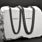 Antique Silver Cuban Stainless Steel Chain Necklace