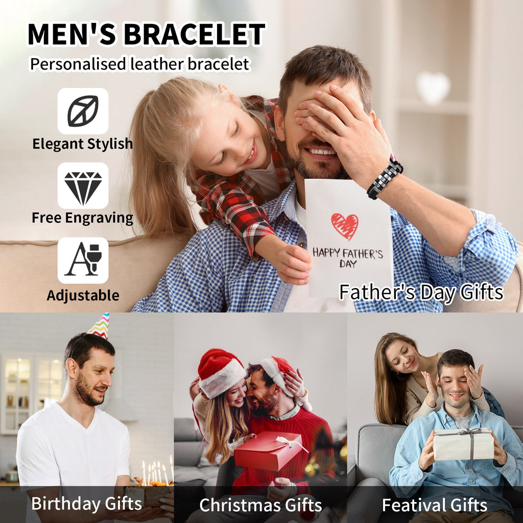Personalized Woven Leather Bracelet for Dad