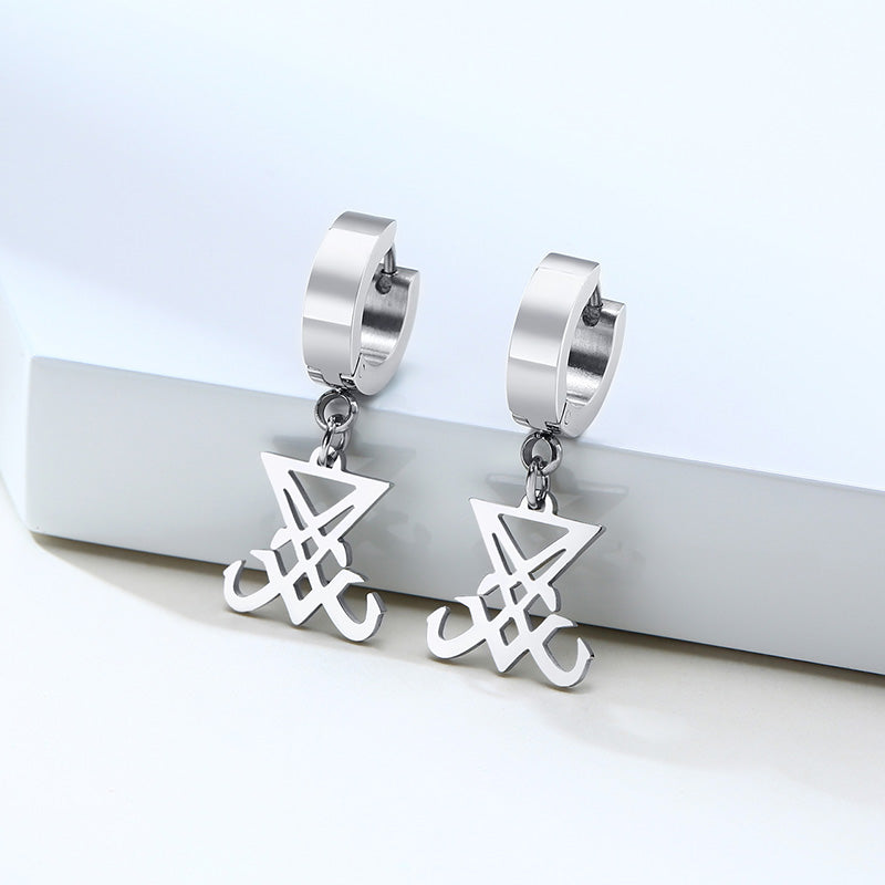 Seal of Lucifer Dangle Hoop Earrings