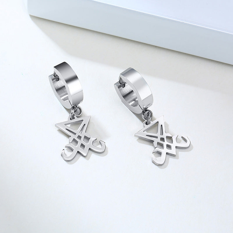 Seal of Lucifer Dangle Hoop Earrings