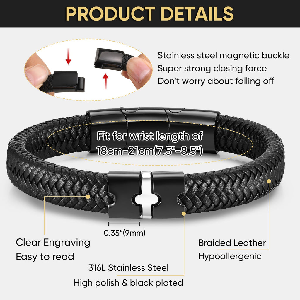 Black Braided Microfiber Leather Bracelets