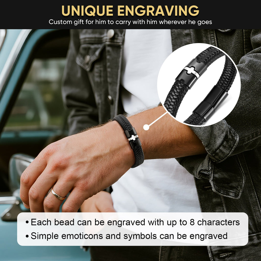 Black Braided Microfiber Leather Bracelets