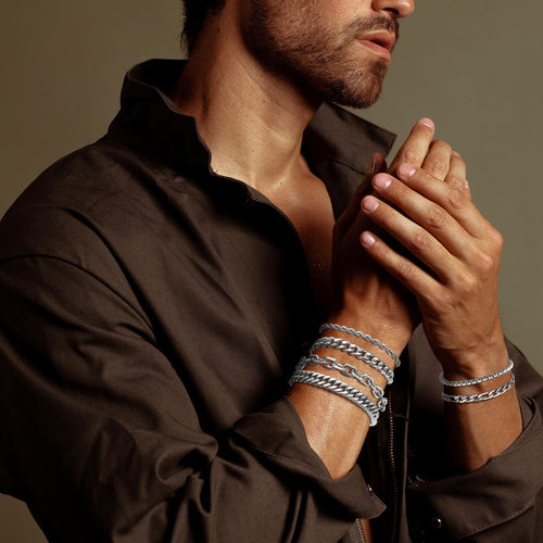 6-Piece Stainless Steel Mixed Bracelet Set