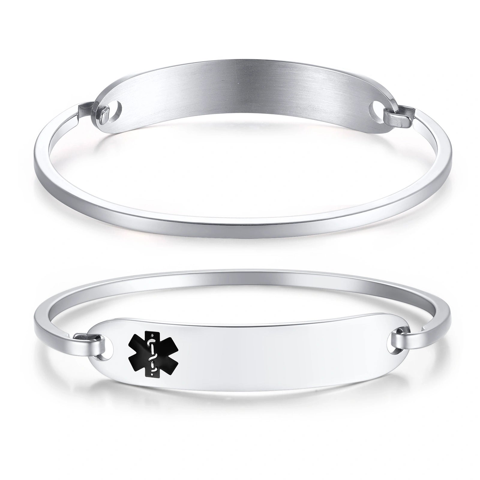 Personalized Stainless Steel Open Cuff Medical ID Bracelet