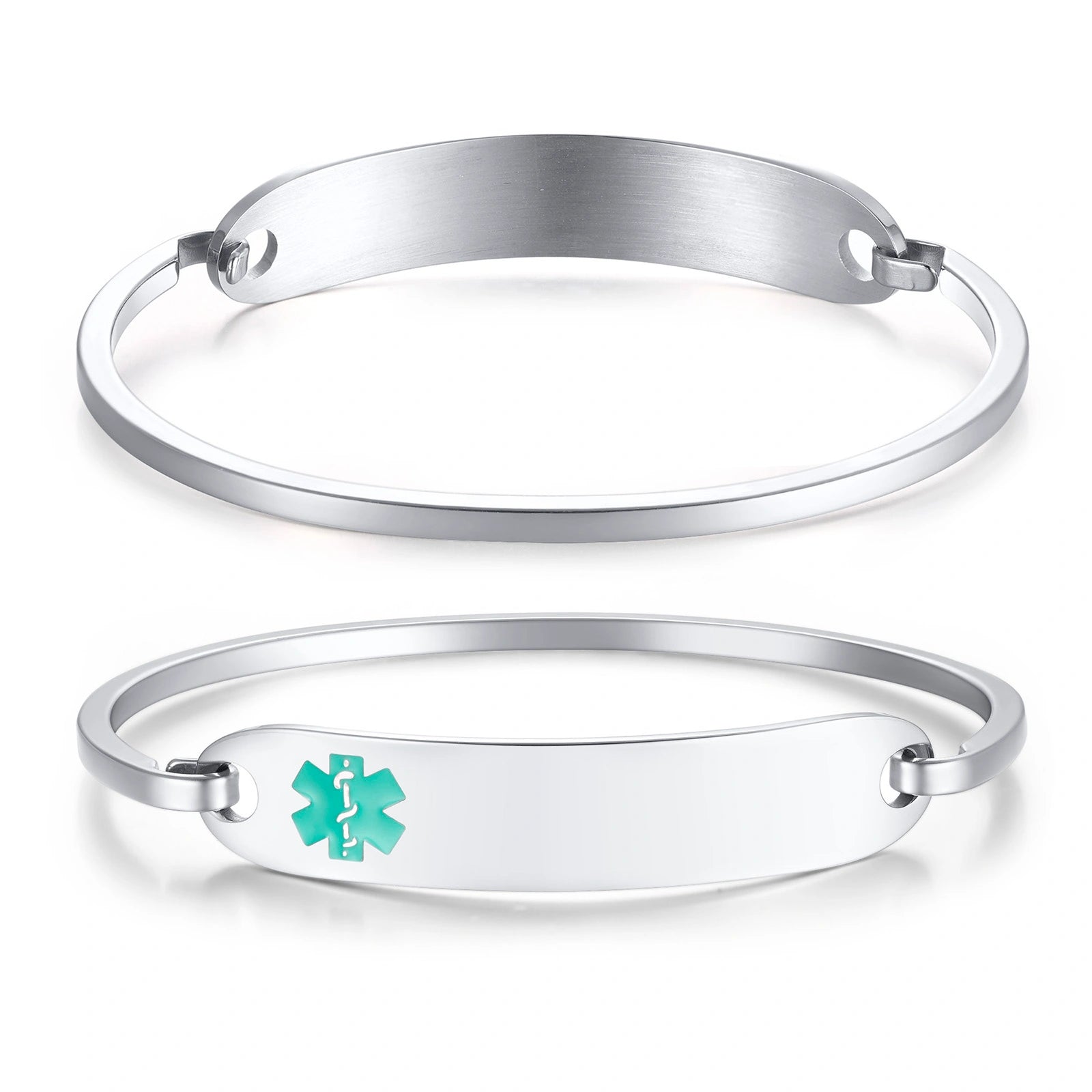 Personalized Stainless Steel Open Cuff Medical ID Bracelet