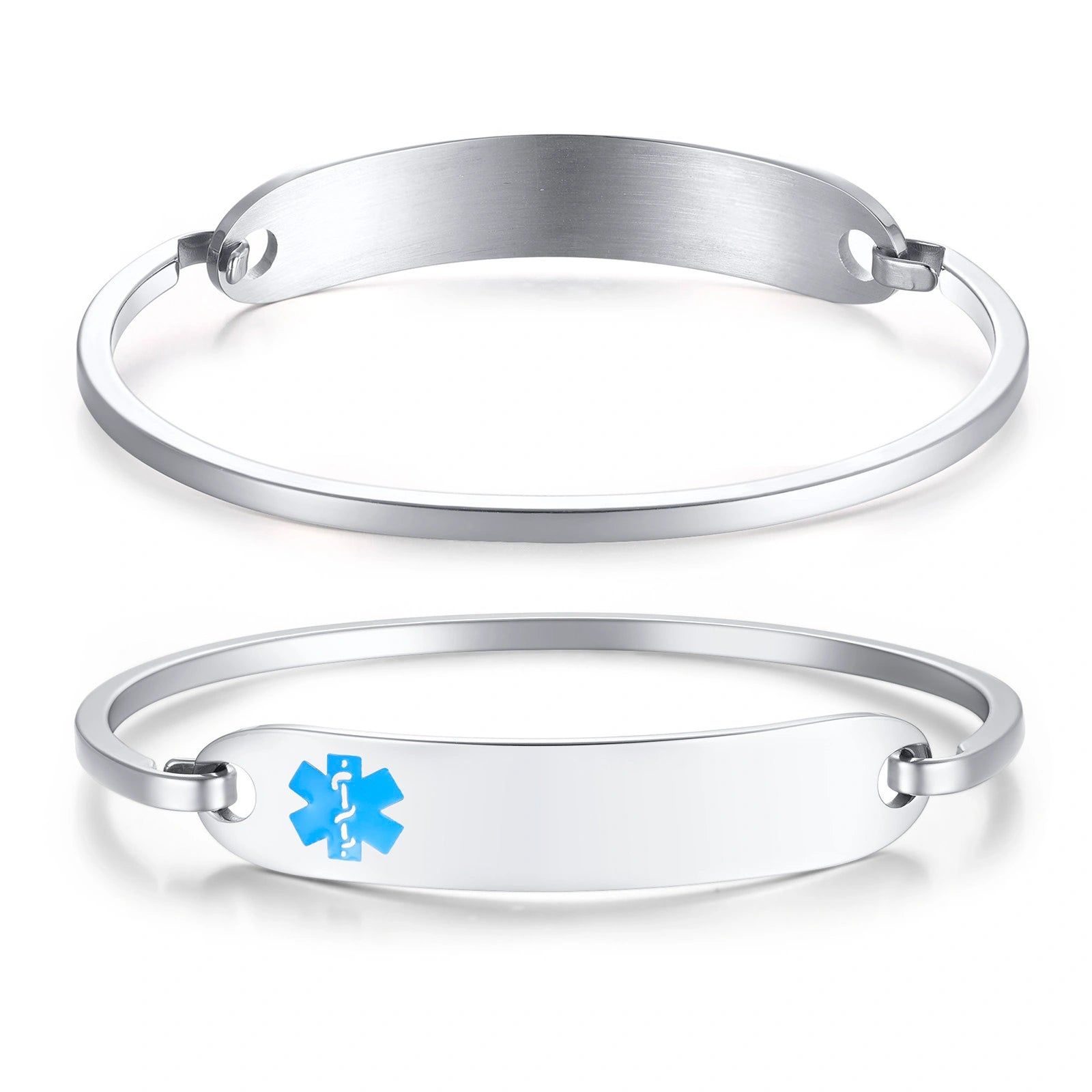 Personalized Stainless Steel Open Cuff Medical ID Bracelet