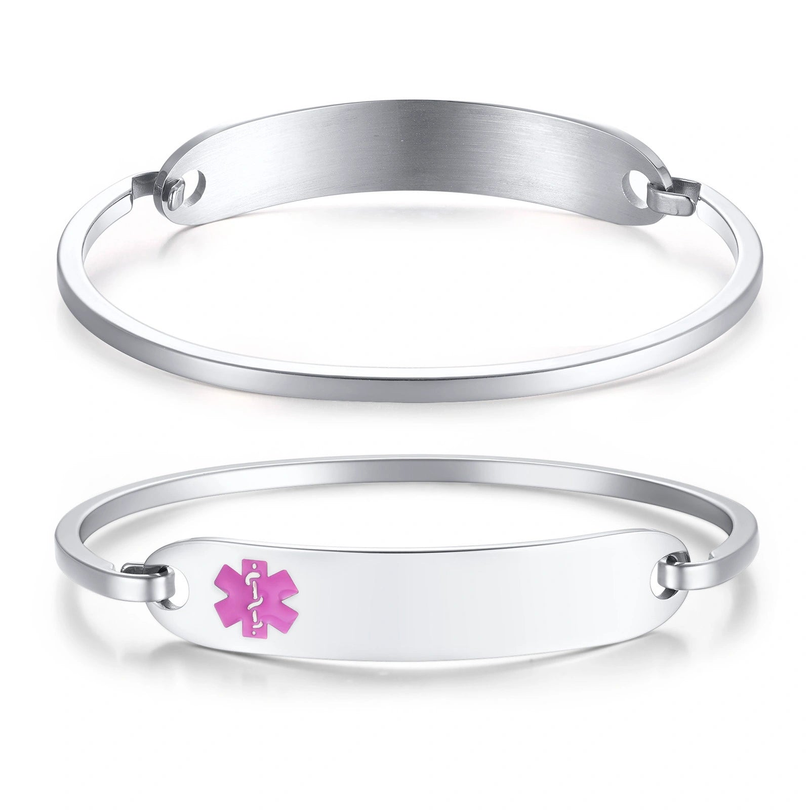 Personalized Stainless Steel Open Cuff Medical ID Bracelet