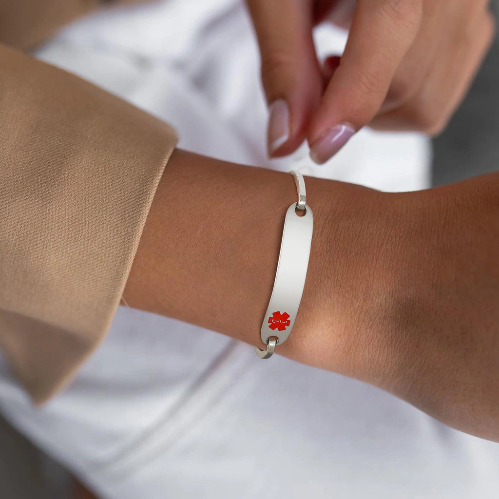 Personalized Stainless Steel Open Cuff Medical ID Bracelet