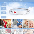 Personalized Stainless Steel Open Cuff Medical ID Bracelet