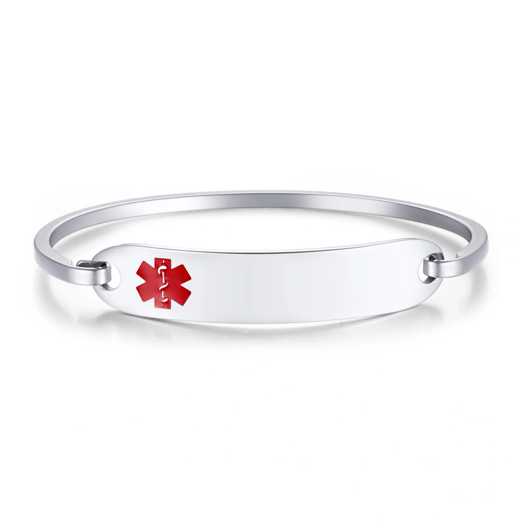 Personalized Stainless Steel Open Cuff Medical ID Bracelet