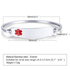 Personalized Stainless Steel Open Cuff Medical ID Bracelet