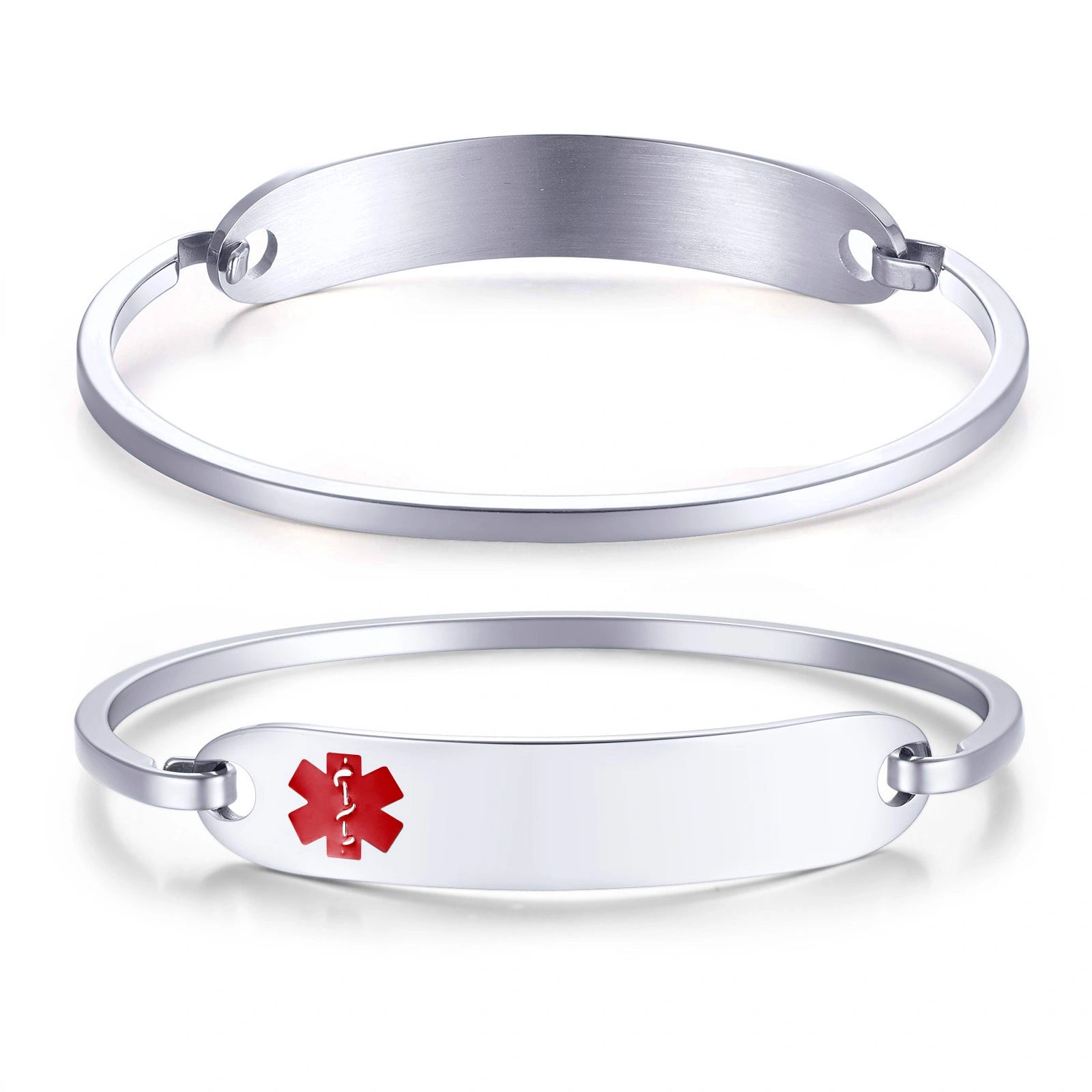 Personalized Stainless Steel Open Cuff Medical ID Bracelet