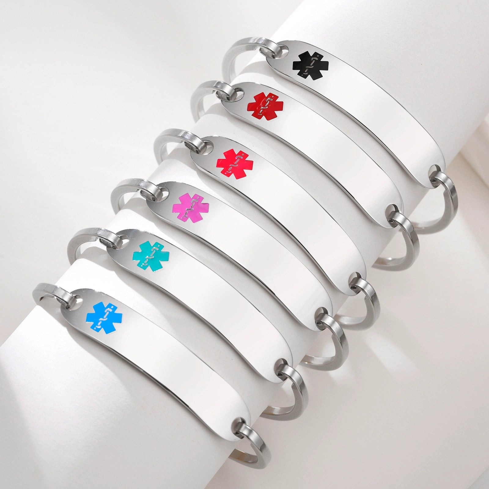 Personalized Stainless Steel Open Cuff Medical ID Bracelet