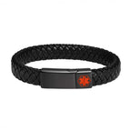 Personalized Men's Leather Medical ID Bracelet with Magnetic Clasp