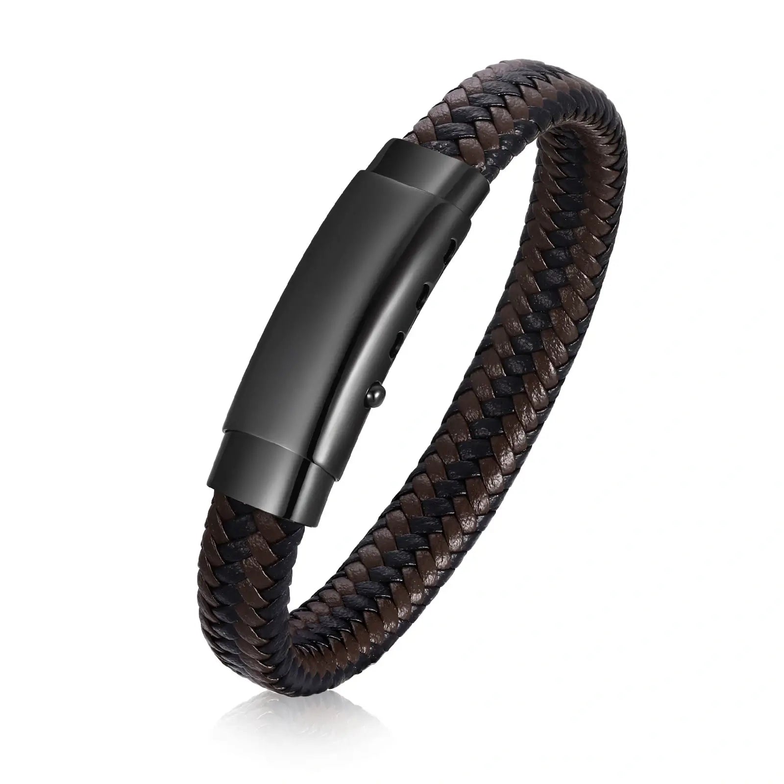 Personalized Braided Leather Bracelet – Custom Engraving