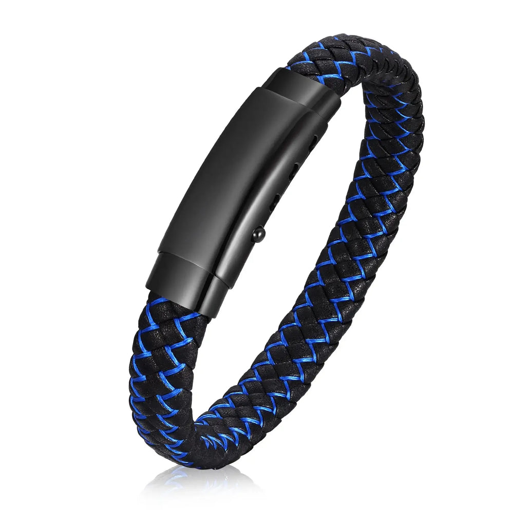 Personalized Braided Leather Bracelet – Custom Engraving