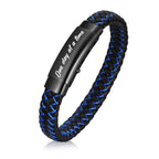 Personalized Braided Leather Bracelet – Custom Engraving