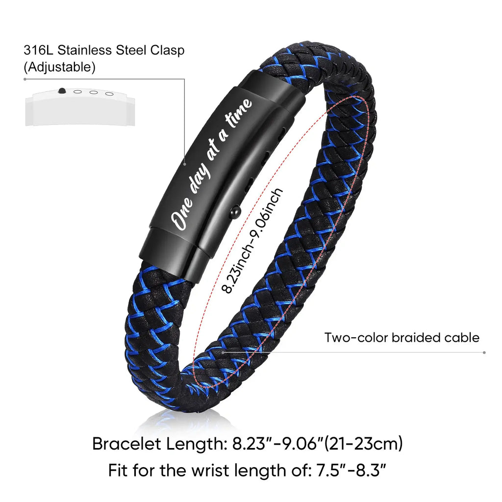 Personalized Braided Leather Bracelet – Custom Engraving