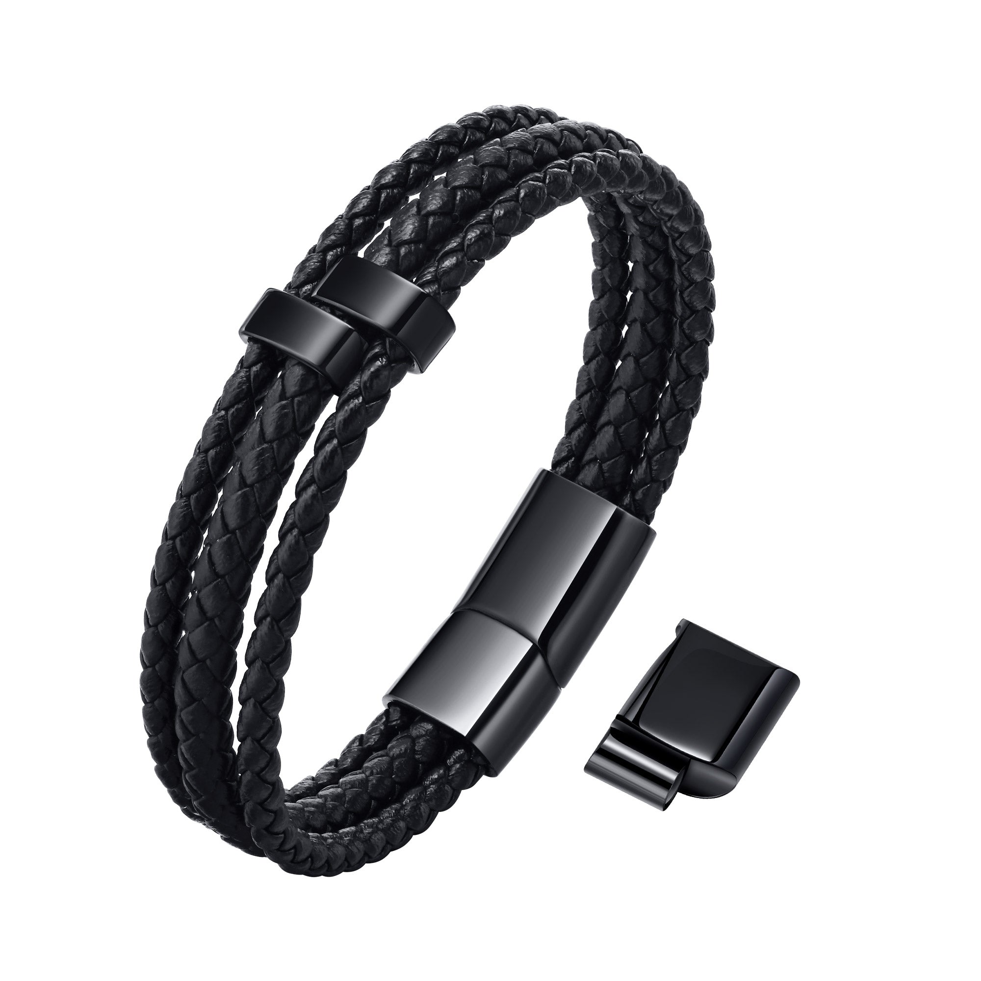 Personalized Woven Leather Bracelet for Dad
