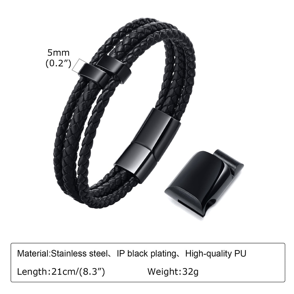 Personalized Woven Leather Bracelet for Dad