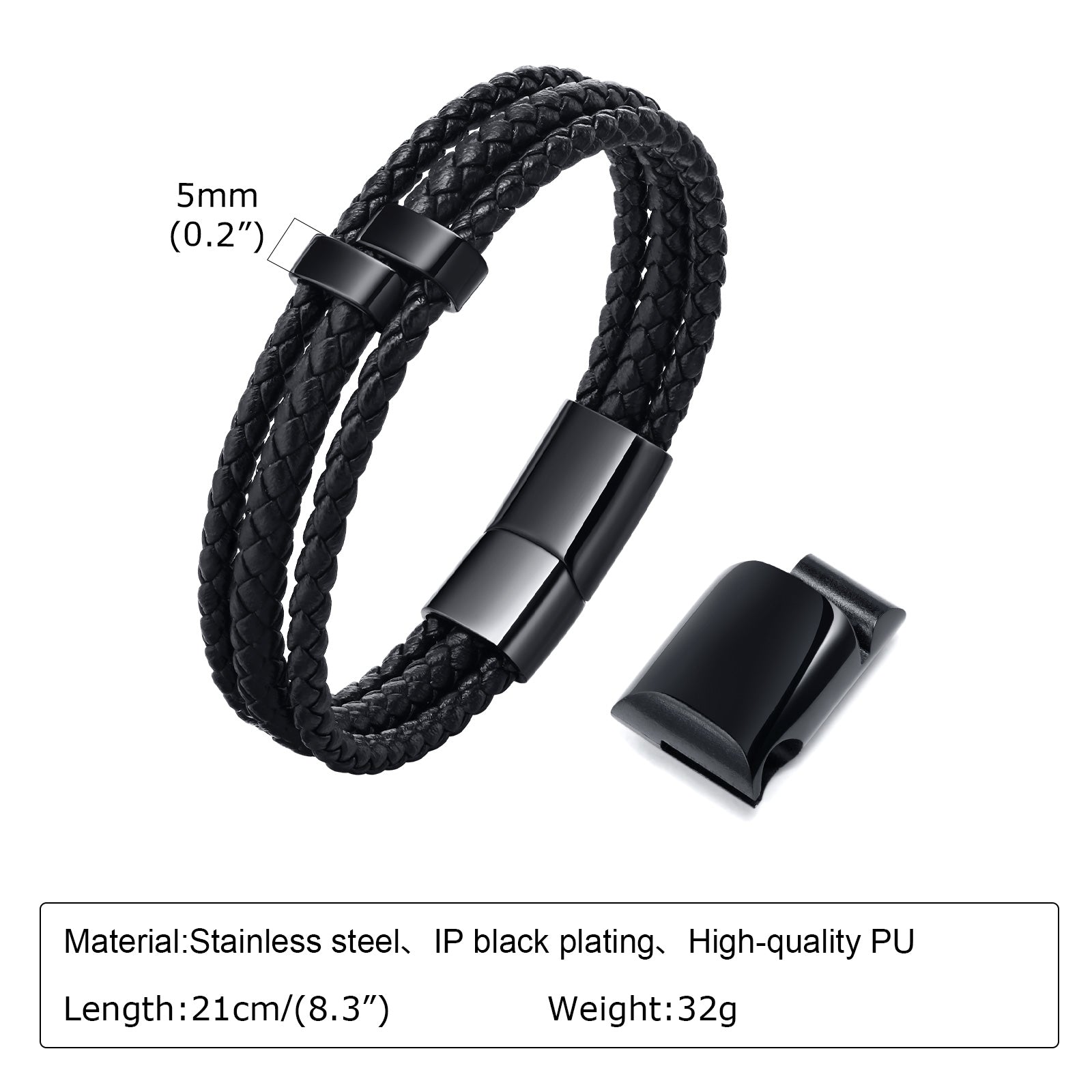 Personalized Woven Leather Bracelet for Dad