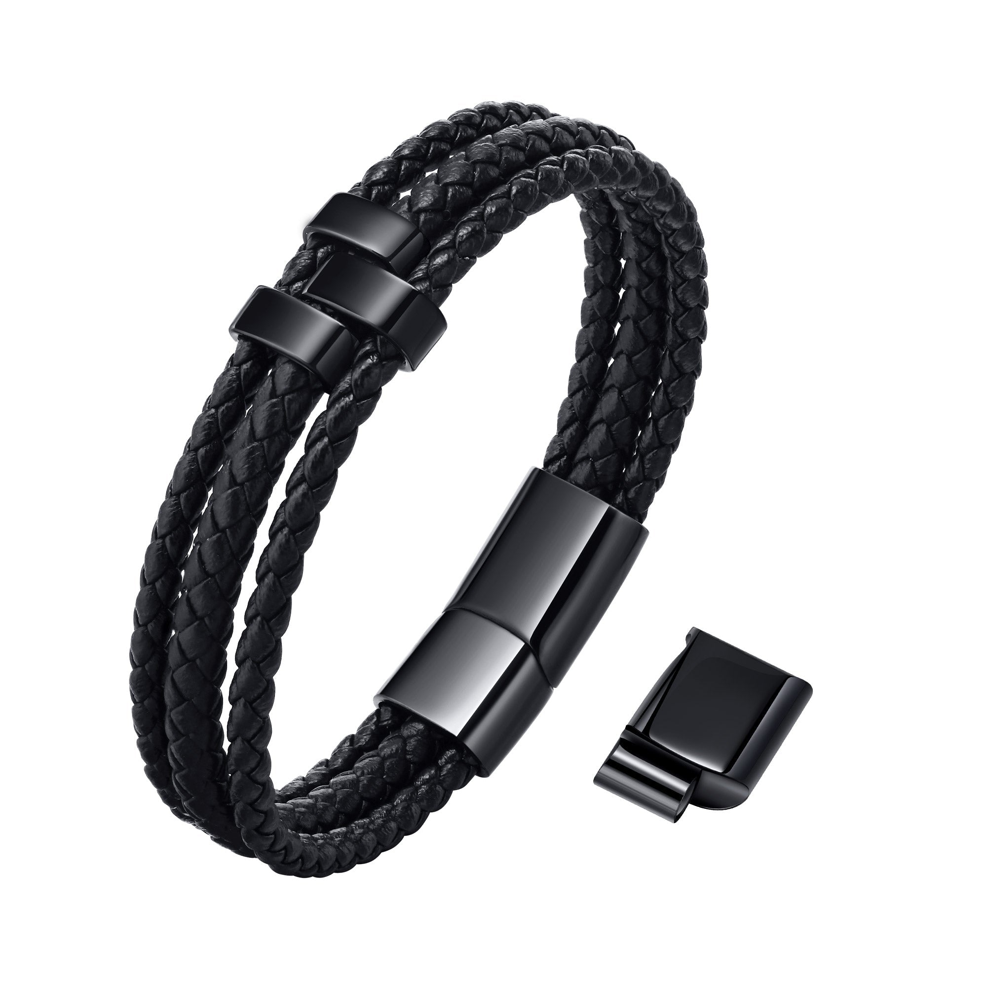 Personalized Woven Leather Bracelet for Dad