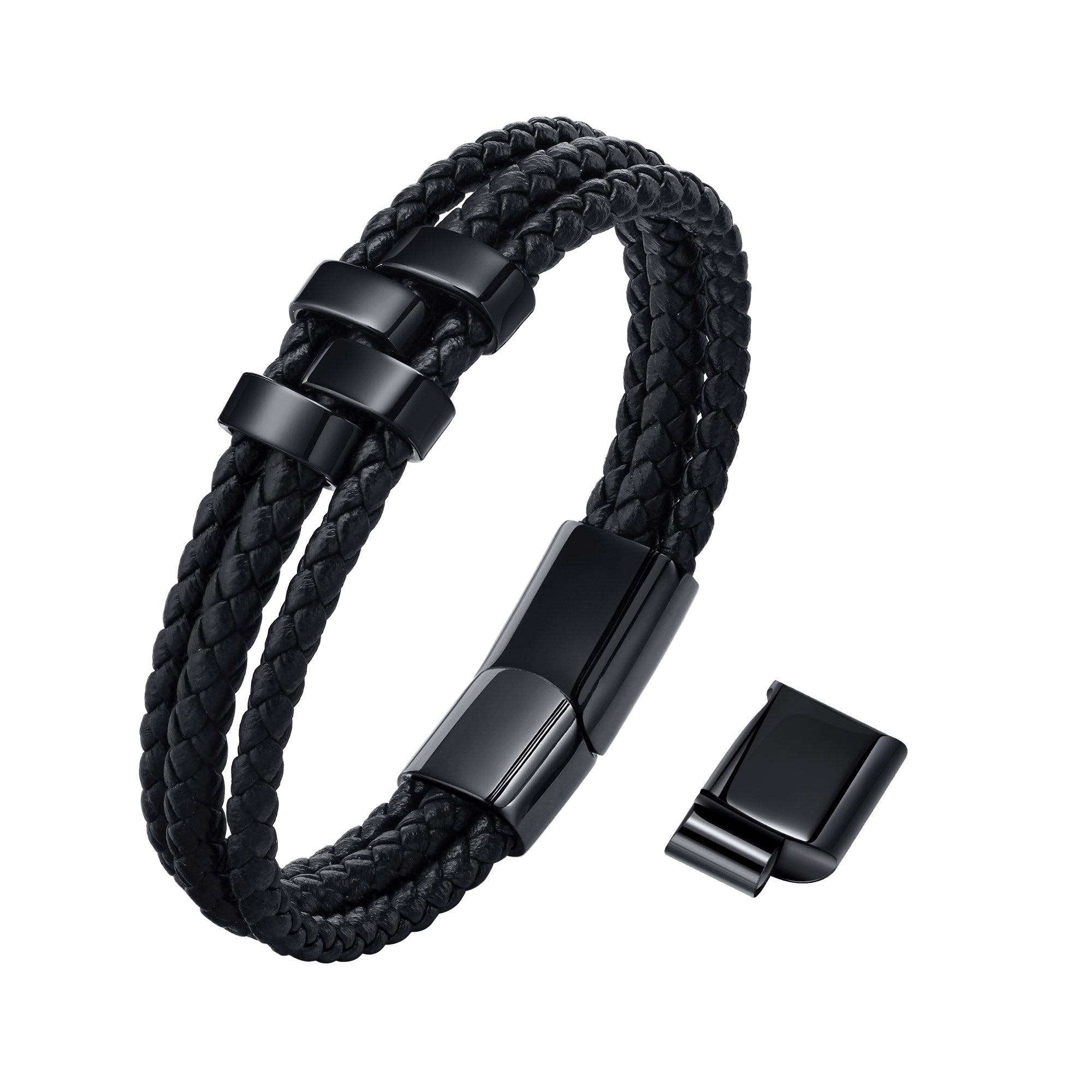 Personalized Woven Leather Bracelet for Dad