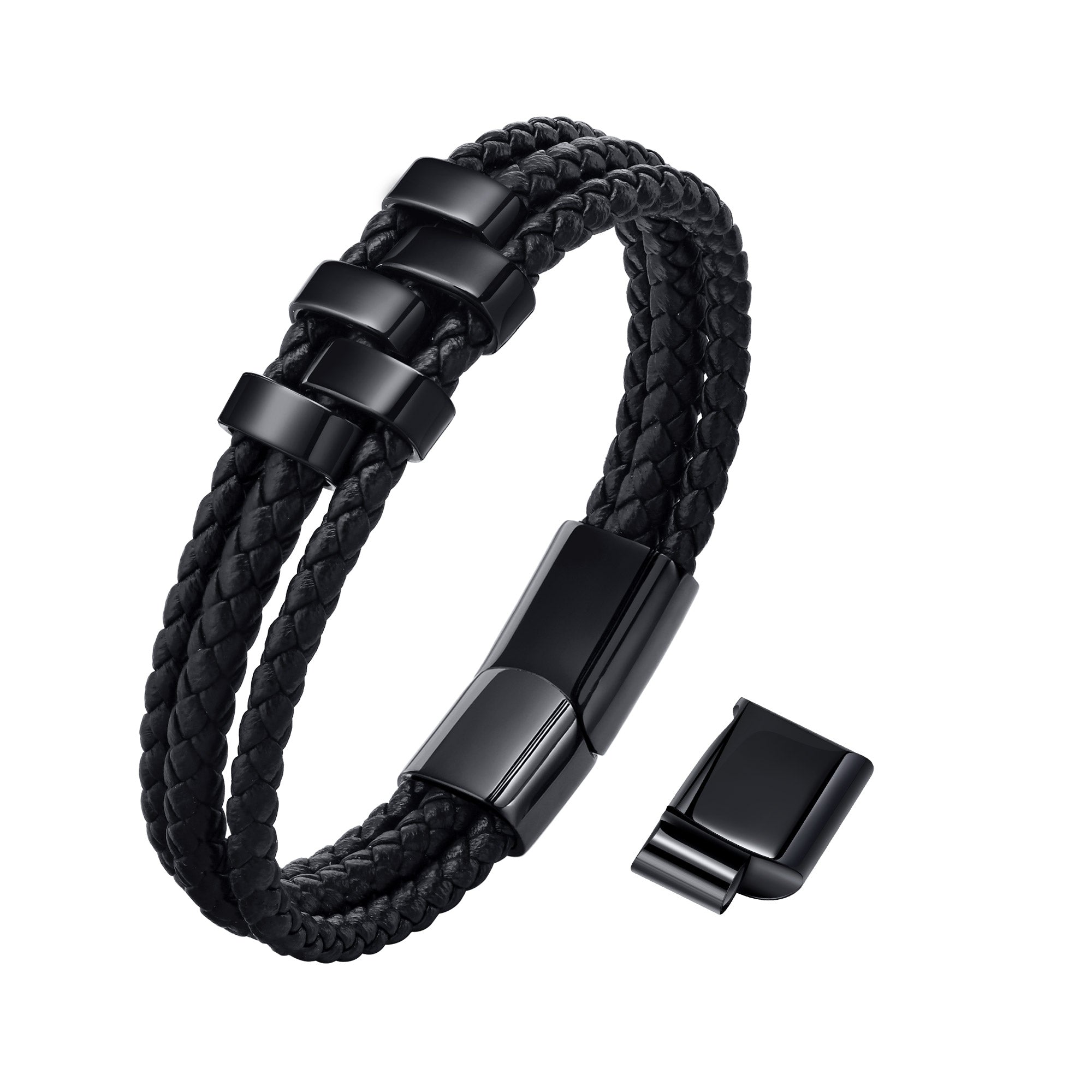 Personalized Woven Leather Bracelet for Dad