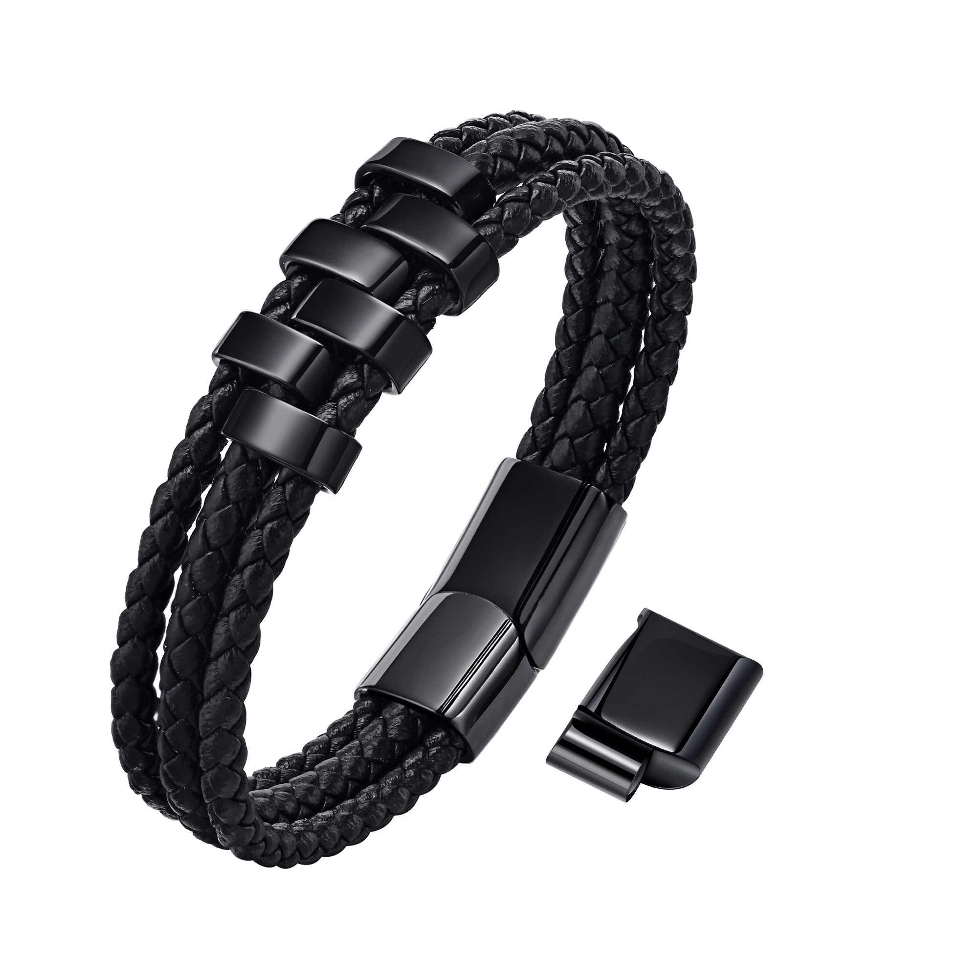 Personalized Woven Leather Bracelet for Dad