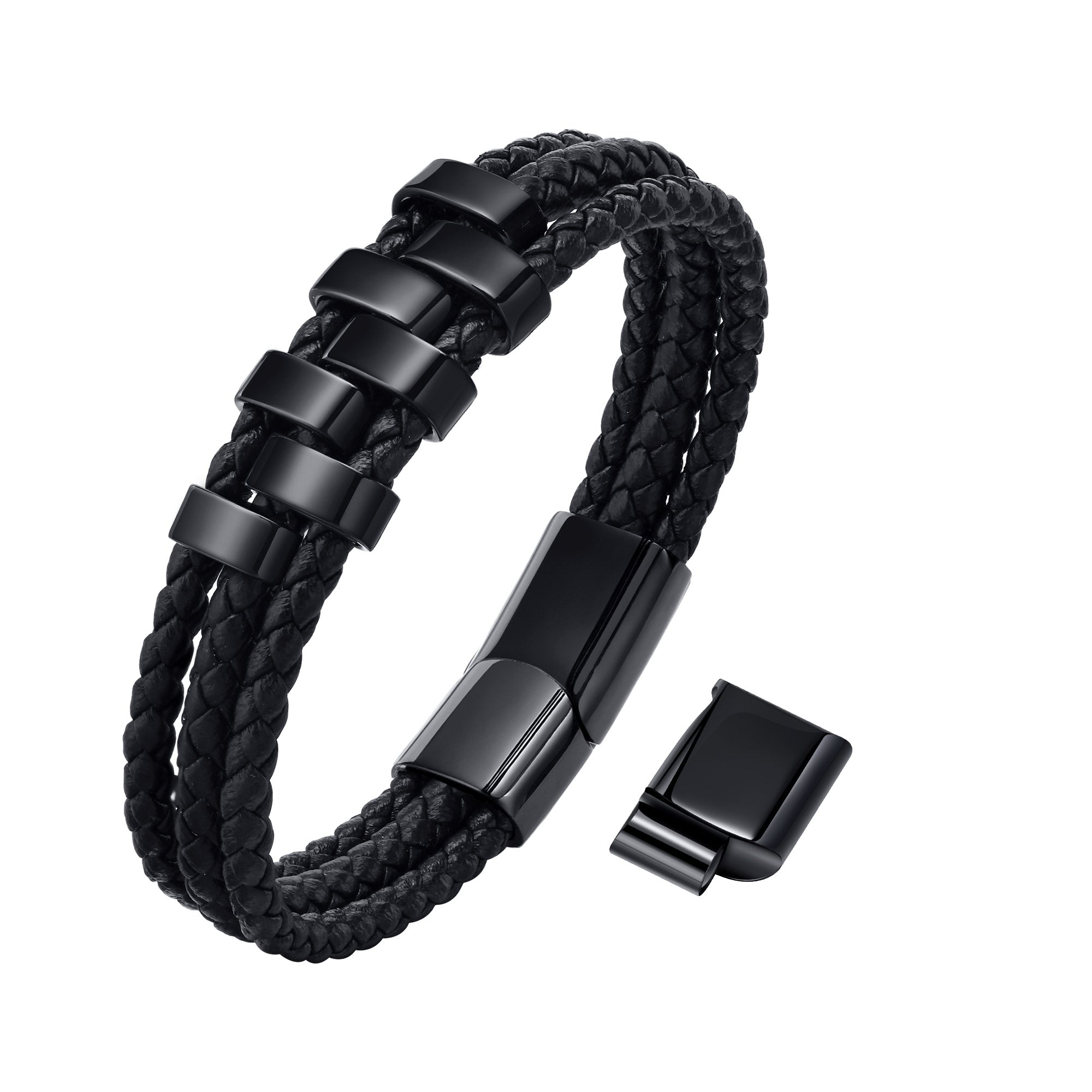 Personalized Woven Leather Bracelet for Dad