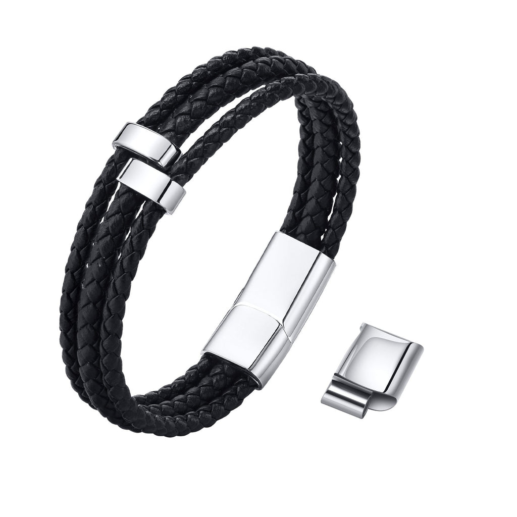 Personalized Woven Leather Bracelet for Dad