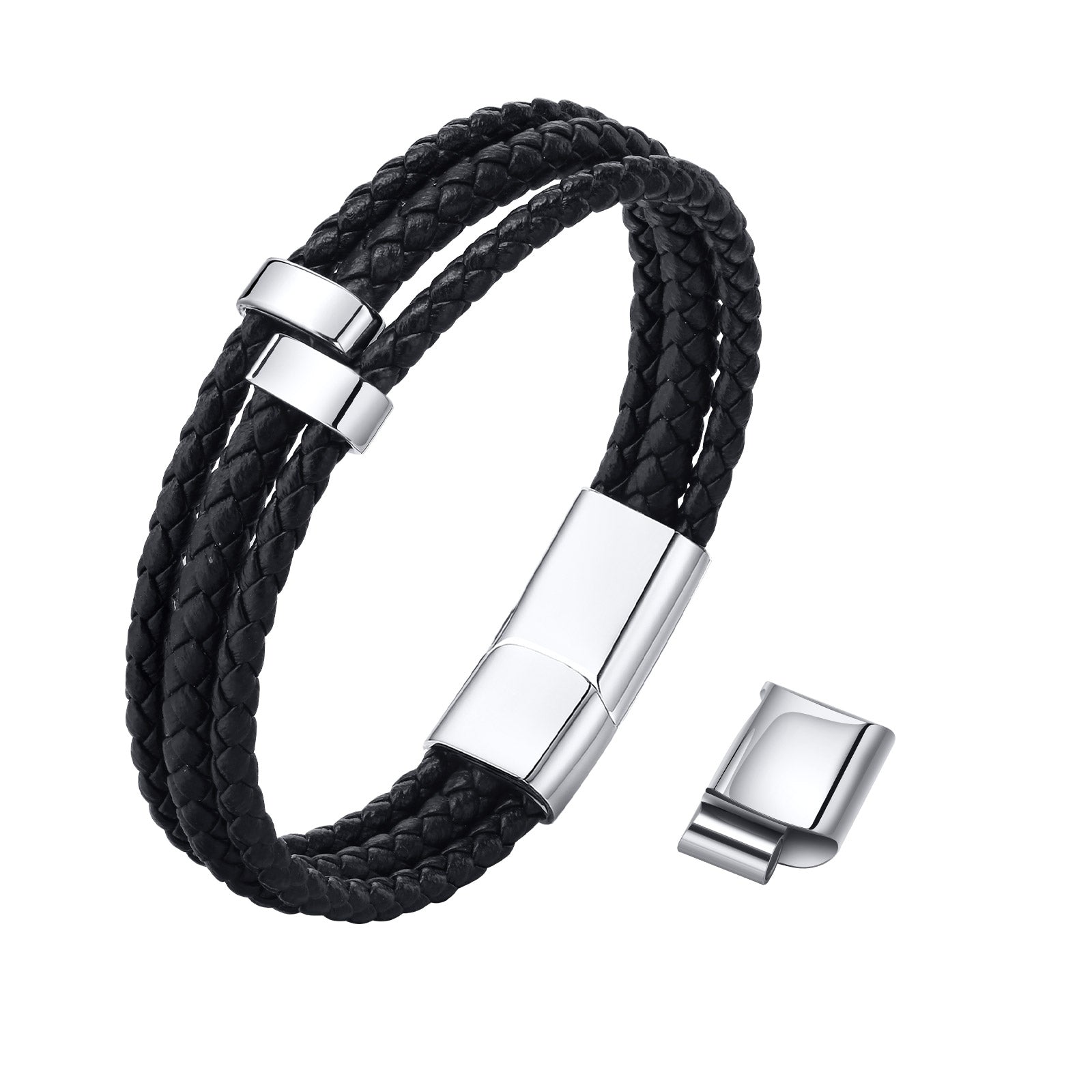 Personalized Woven Leather Bracelet for Dad