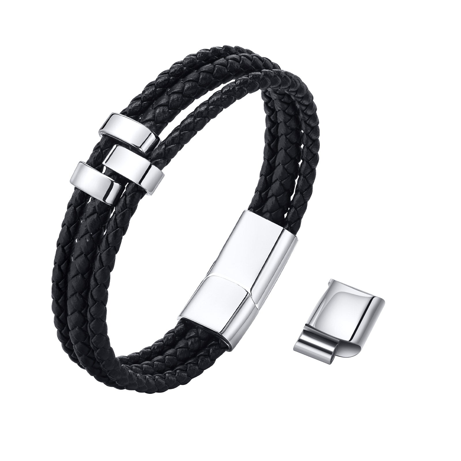 Personalized Woven Leather Bracelet for Dad