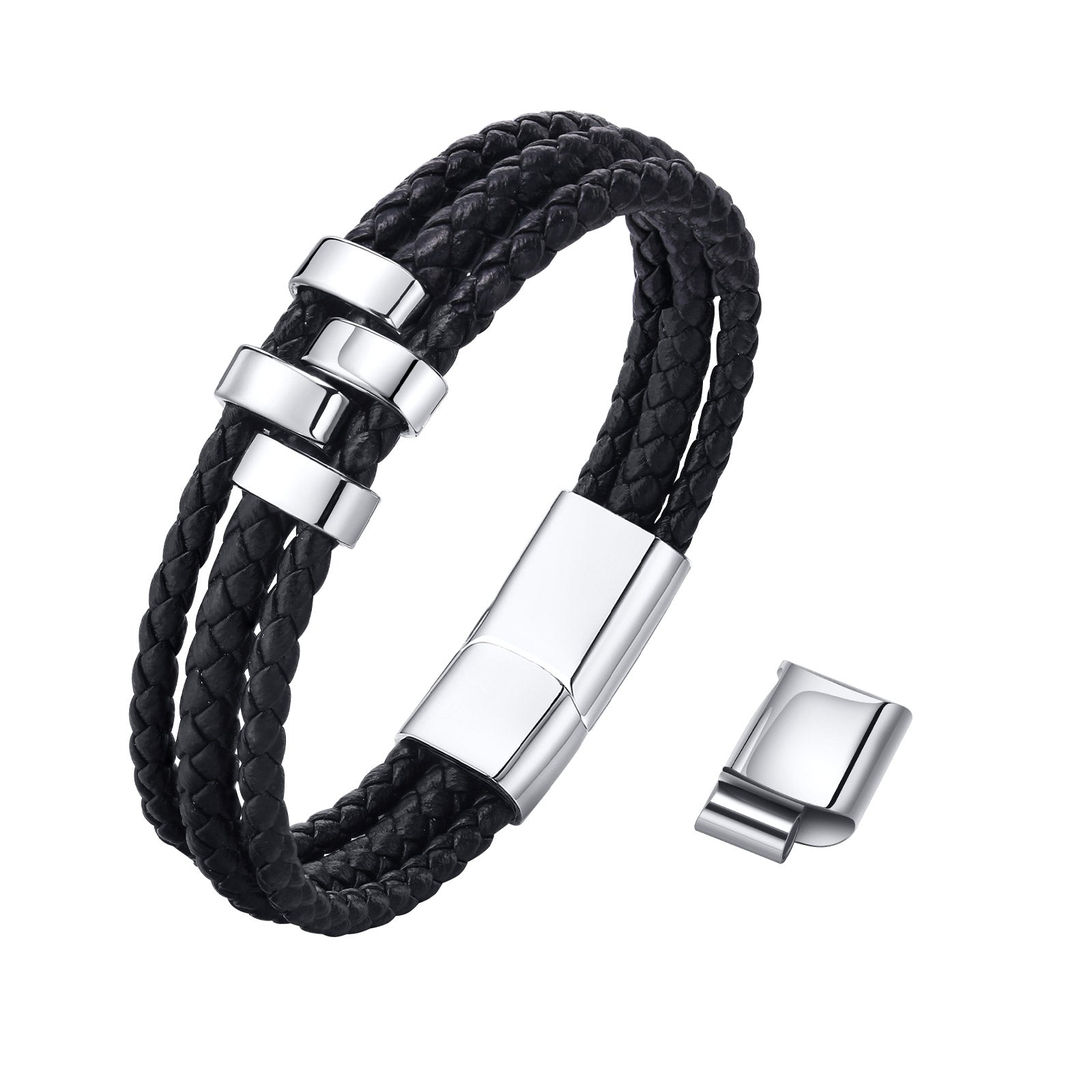 Personalized Woven Leather Bracelet for Dad