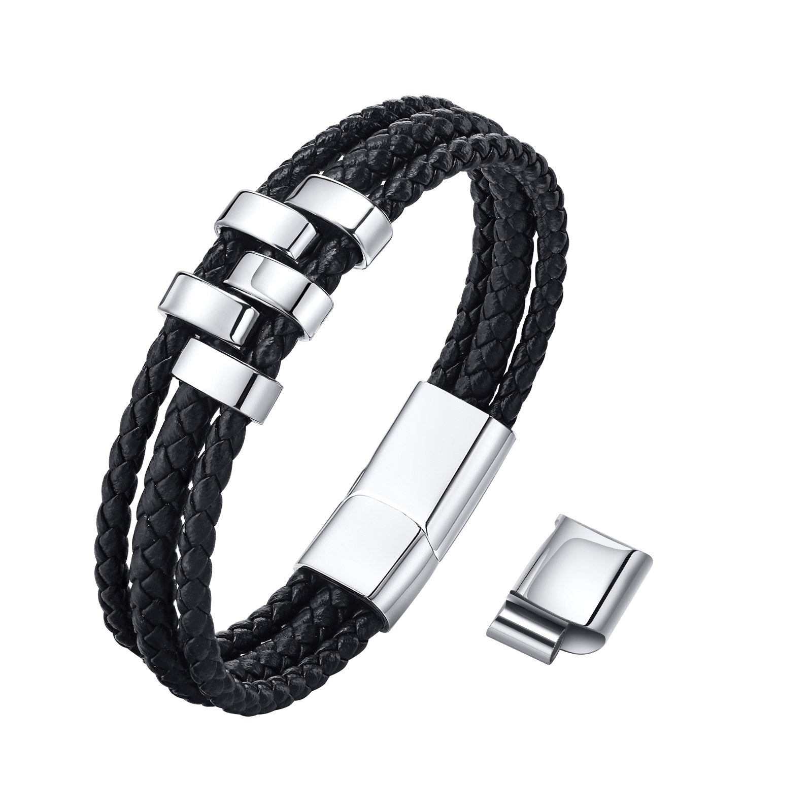 Personalized Woven Leather Bracelet for Dad