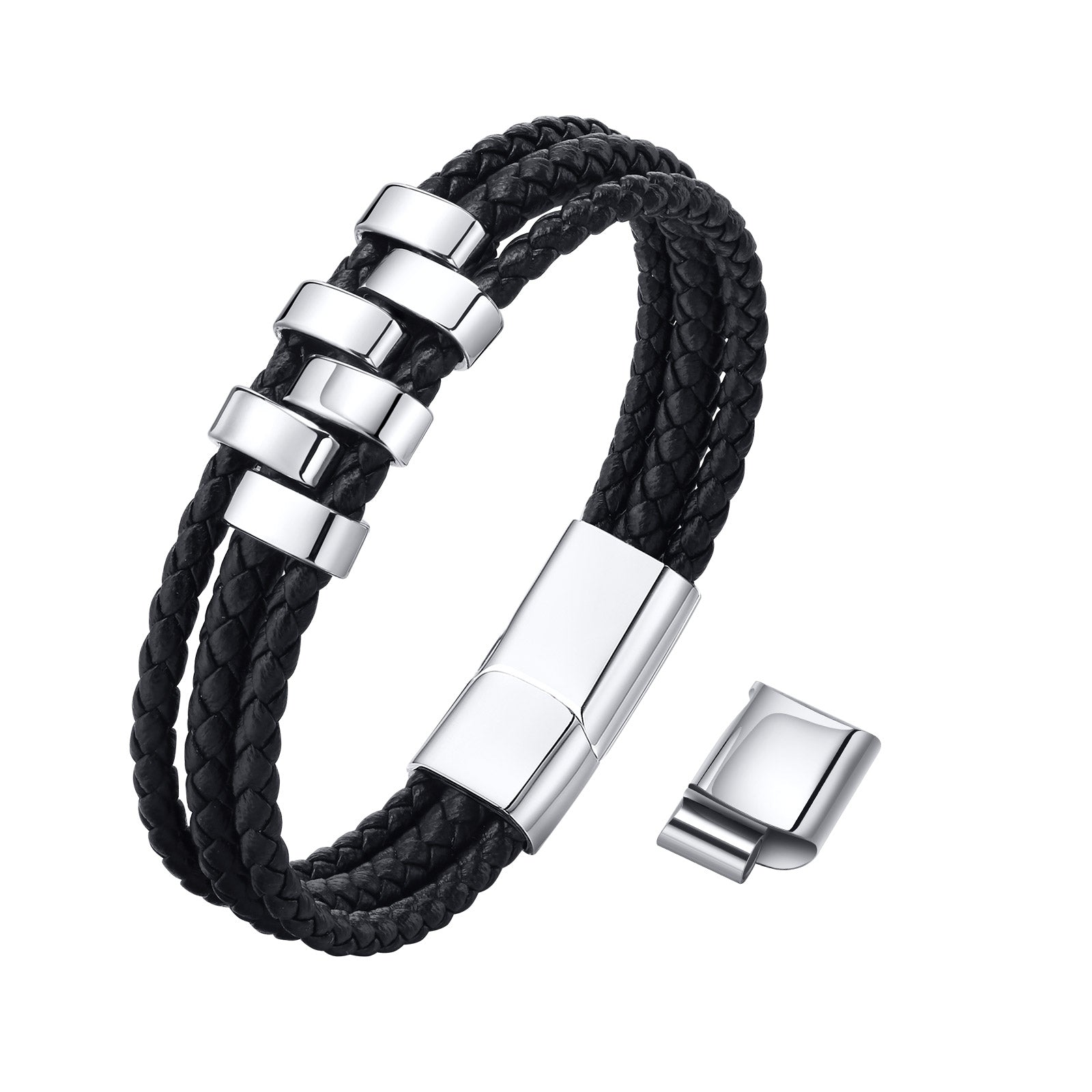 Personalized Woven Leather Bracelet for Dad
