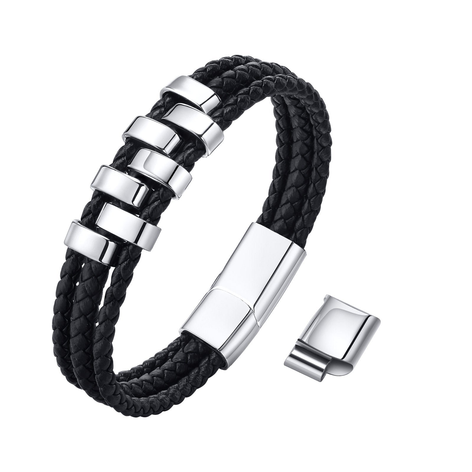 Personalized Woven Leather Bracelet for Dad