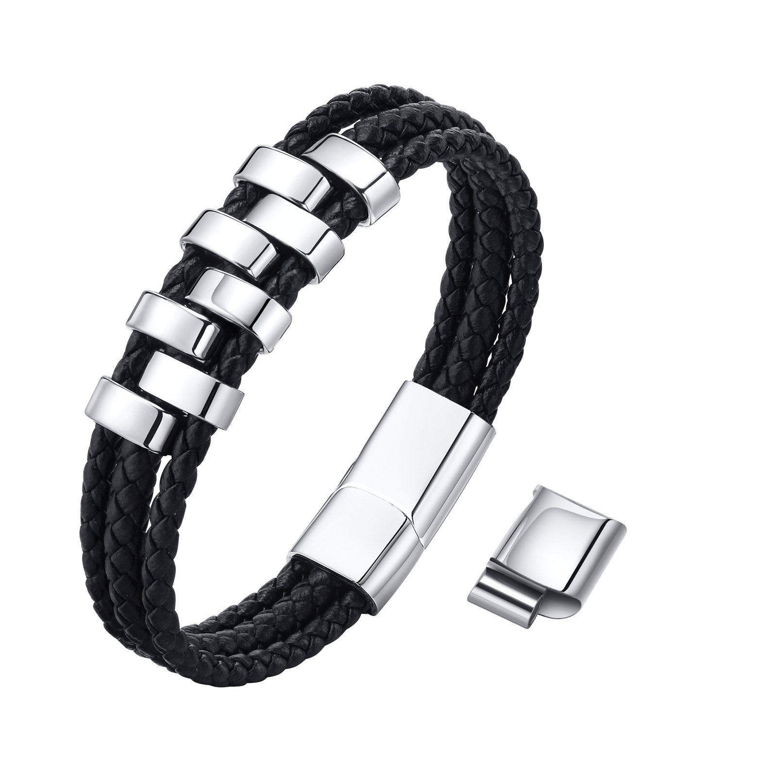 Personalized Woven Leather Bracelet for Dad