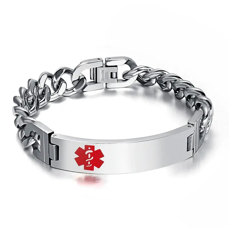 Personalized Stainless Steel Medical Alert Link Bracelet