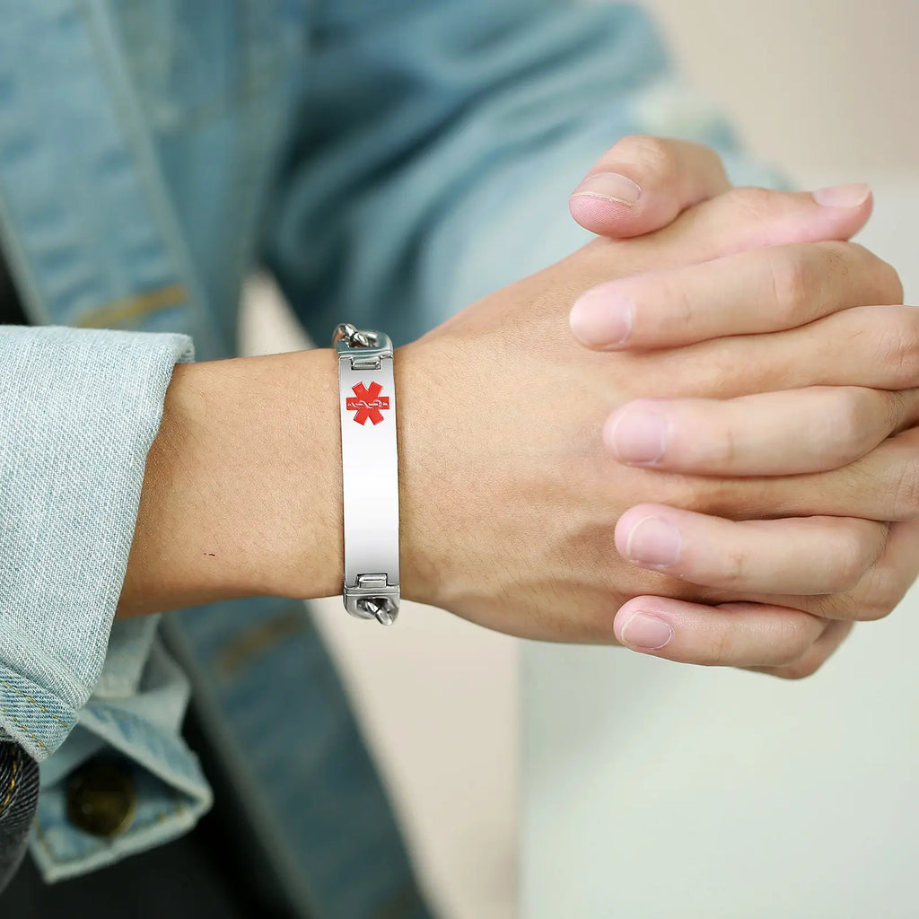 Personalized Stainless Steel Medical Alert Link Bracelet