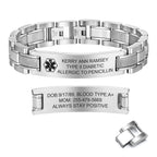 Personalized Medical Alert Bracelet, Custom Engraved Stainless Steel Emergency ID